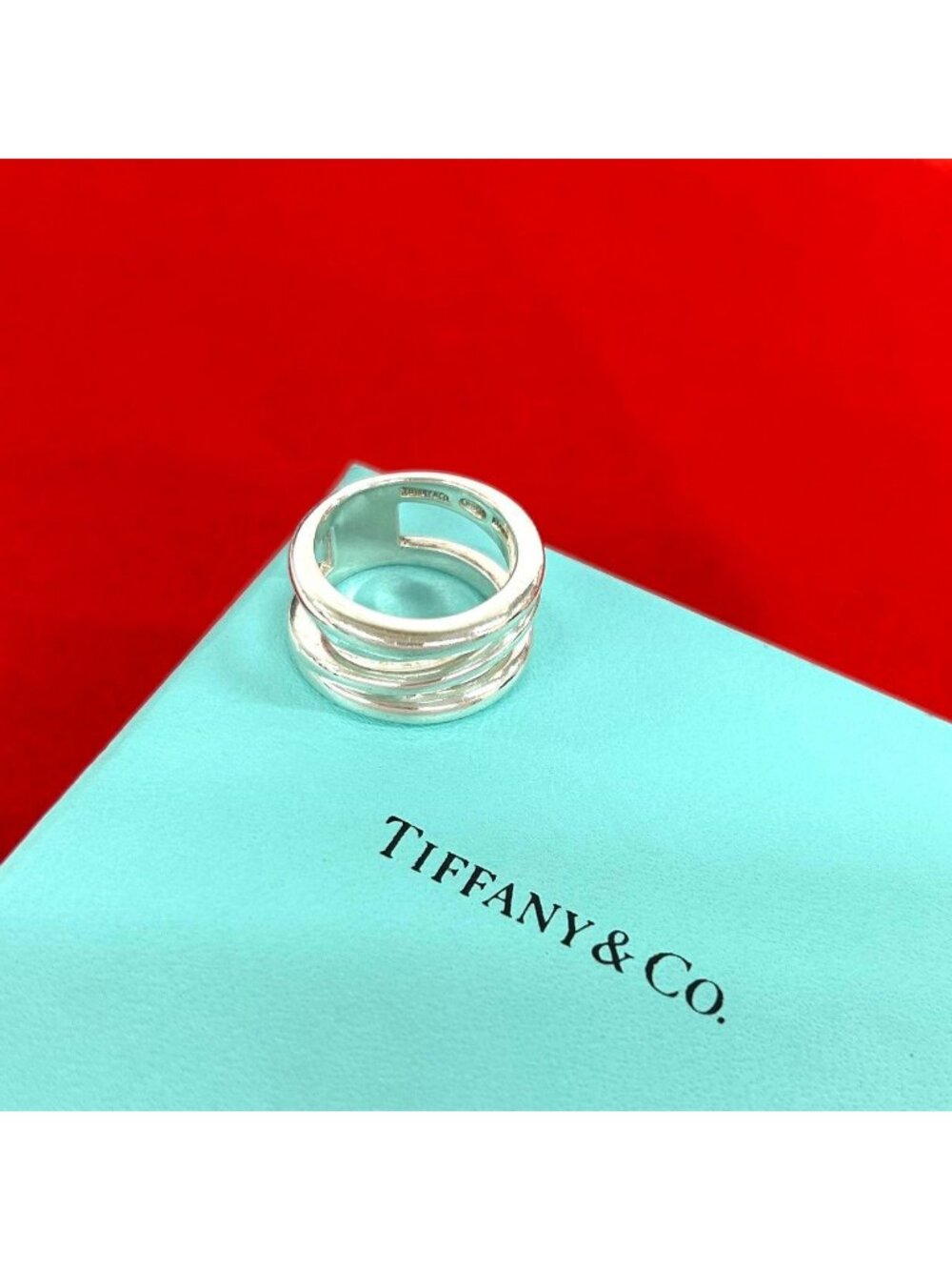 Tiffany & Co Vintage Diamond Gonal Ring 925 Sterling Silver